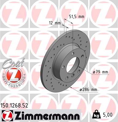 Zimmermann 150.1268.52 - Тормозной диск www.autospares.lv