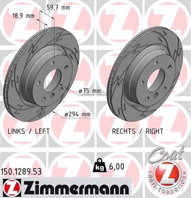 Zimmermann 150.1289.53 - Тормозной диск www.autospares.lv