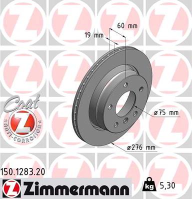 Zimmermann 150.1283.20 - Bremžu diski autospares.lv