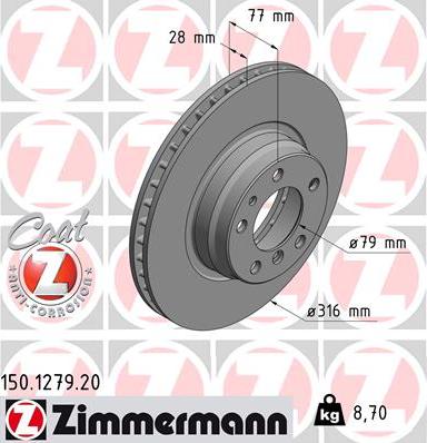 Zimmermann 150.1279.20 - Bremžu diski www.autospares.lv