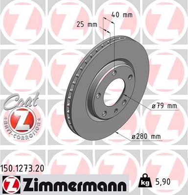 Zimmermann 150.1273.20 - Bremžu diski www.autospares.lv