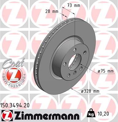 Zimmermann 150.3494.20 - Bremžu diski www.autospares.lv