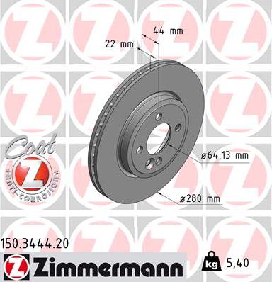 Zimmermann 150.3444.20 - Bremžu diski www.autospares.lv