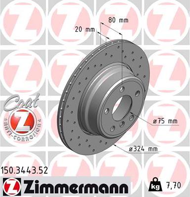 Zimmermann 150.3443.52 - Bremžu diski autospares.lv