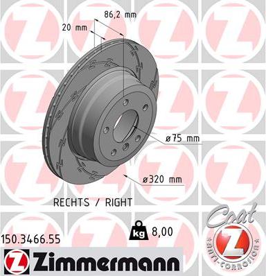 Zimmermann 150.3466.55 - Bremžu diski www.autospares.lv