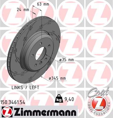 Zimmermann 150.3461.54 - Bremžu diski www.autospares.lv