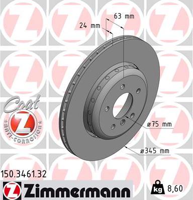 Zimmermann 150.3461.32 - Bremžu diski www.autospares.lv