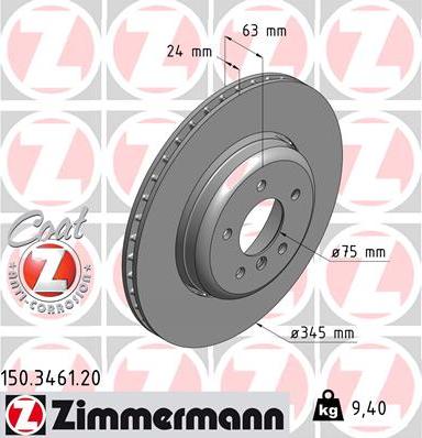 Zimmermann 150.3461.20 - Bremžu diski www.autospares.lv