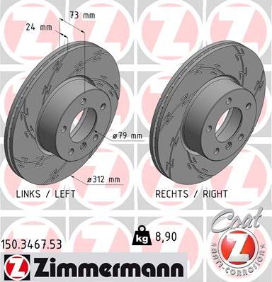 Zimmermann 150.3467.53 - Bremžu diski www.autospares.lv