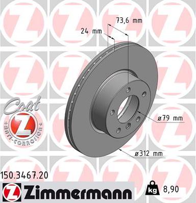 Zimmermann 150.3467.20 - Bremžu diski www.autospares.lv