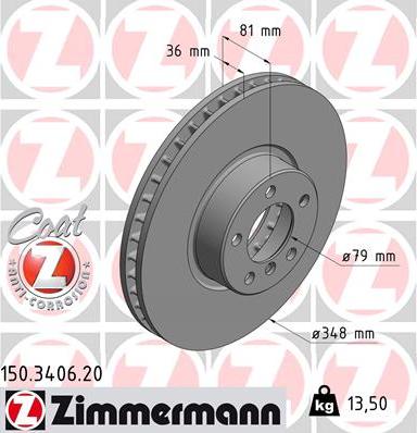 Zimmermann 150.3406.20 - Bremžu diski www.autospares.lv