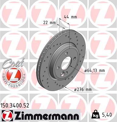 Zimmermann 150.3400.52 - Bremžu diski www.autospares.lv