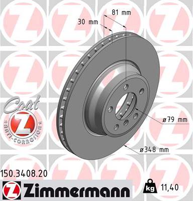 Zimmermann 150.3408.20 - Bremžu diski www.autospares.lv