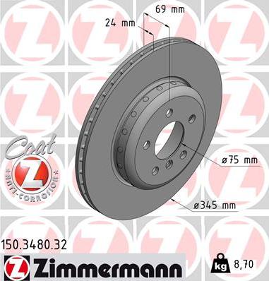 Zimmermann 150.3480.32 - Bremžu diski www.autospares.lv