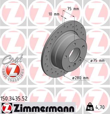 Zimmermann 150.3435.52 - Bremžu diski www.autospares.lv