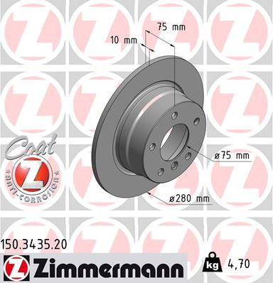 Zimmermann 150.3435.20 - Bremžu diski www.autospares.lv