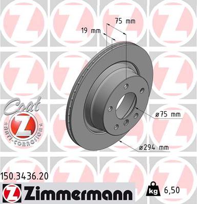 Zimmermann 150.3436.20 - Тормозной диск www.autospares.lv