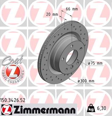 Zimmermann 150.3426.52 - Bremžu diski autospares.lv