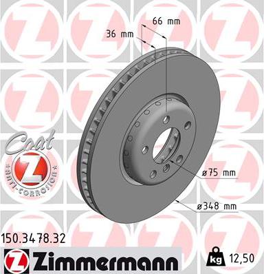 Zimmermann 150.3478.32 - Bremžu diski www.autospares.lv