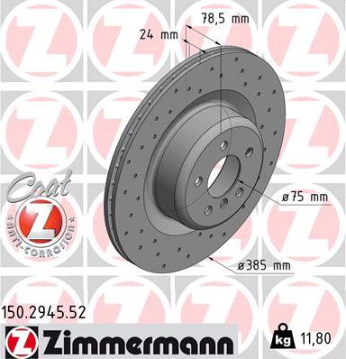 Zimmermann 150.2945.52 - Bremžu diski www.autospares.lv