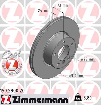 Zimmermann 150.2900.20 - Bremžu diski www.autospares.lv