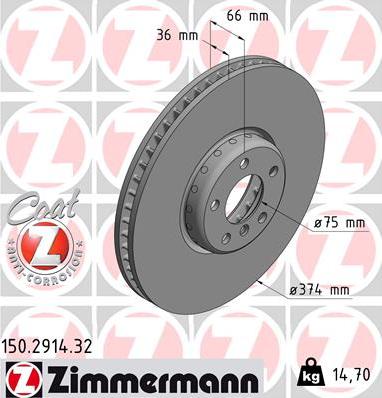 Zimmermann 150.2914.32 - Bremžu diski www.autospares.lv