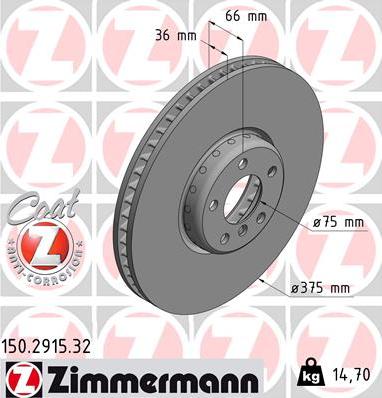 Zimmermann 150.2915.32 - Bremžu diski www.autospares.lv