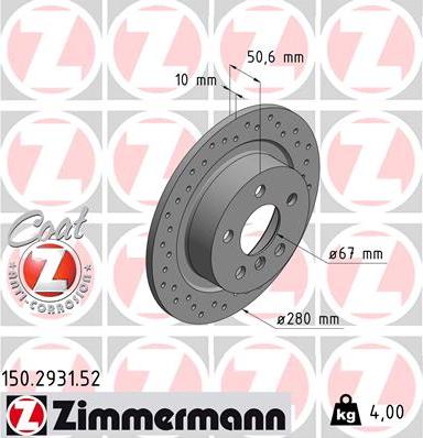 Zimmermann 150.2931.52 - Bremžu diski www.autospares.lv