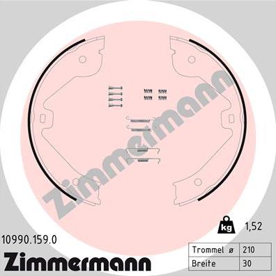 Zimmermann 10990.159.0 - Bremžu loku kompl., Stāvbremze www.autospares.lv