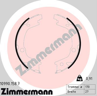 Zimmermann 10990.158.7 - Brake Shoe Set, parking brake www.autospares.lv