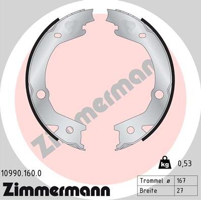 Zimmermann 10990.160.0 - Bremžu loku kompl., Stāvbremze www.autospares.lv