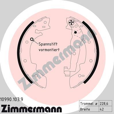 Zimmermann 10990.103.9 - Brake Shoe Set www.autospares.lv