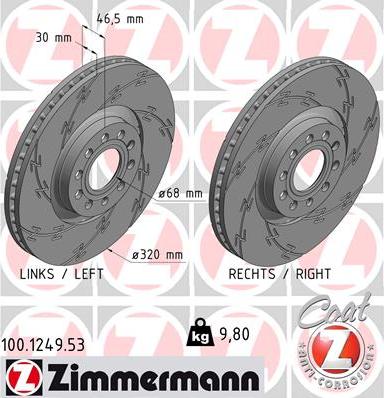 Zimmermann 100.1249.53 - Bremžu diski autospares.lv