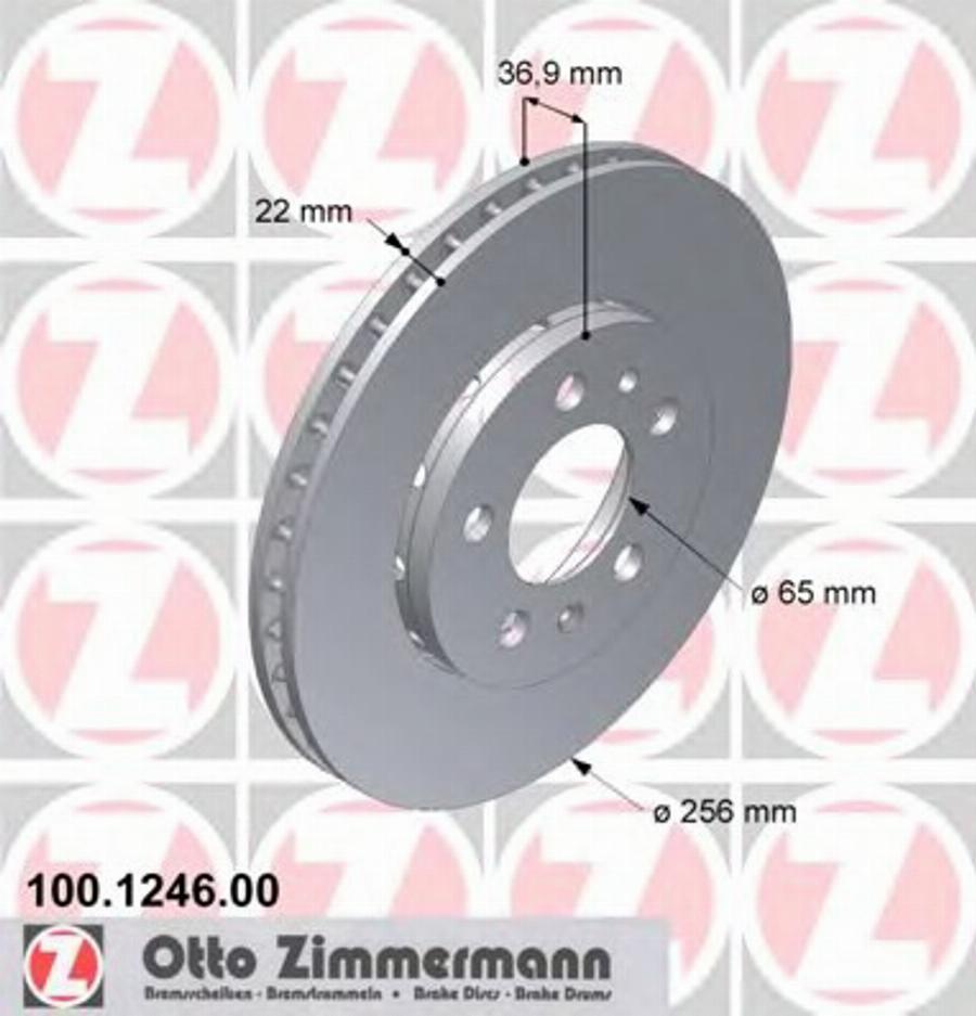 Zimmermann 100 1246 00 - Тормозной диск www.autospares.lv