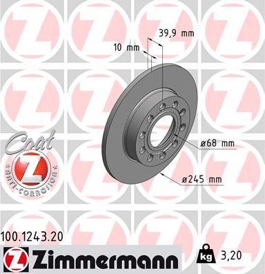 Zimmermann 100.1243.20 - Bremžu diski www.autospares.lv