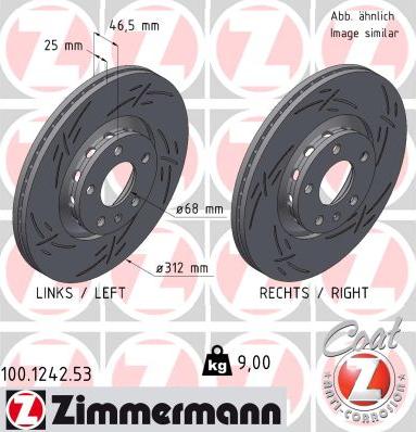 Zimmermann 100.1242.53 - Bremžu diski www.autospares.lv