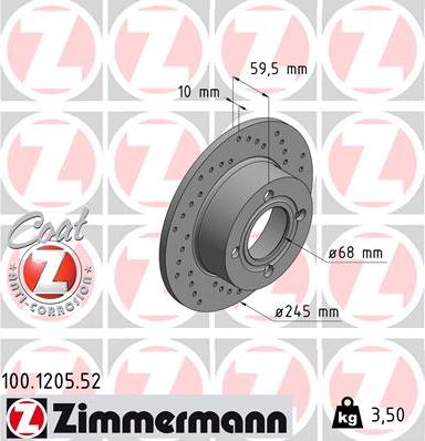 Zimmermann 100.1205.52 - Bremžu diski www.autospares.lv