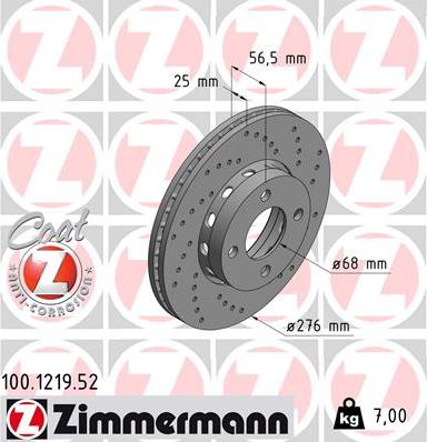 Zimmermann 100.1219.52 - Bremžu diski www.autospares.lv