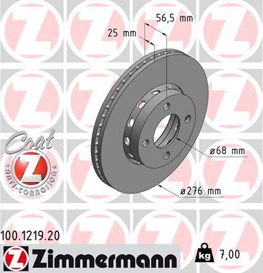 Zimmermann 100.1219.20 - Bremžu diski www.autospares.lv