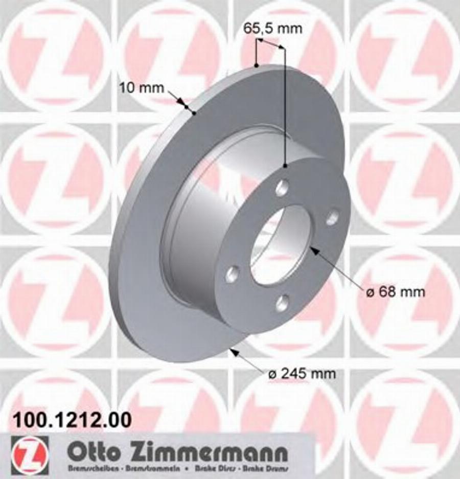 Zimmermann 100 1212 00 - Bremžu diski www.autospares.lv