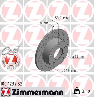 Zimmermann 100.1237.52 - Bremžu diski www.autospares.lv