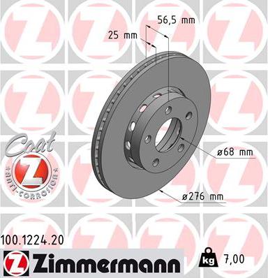 Zimmermann 100.1224.20 - Bremžu diski www.autospares.lv