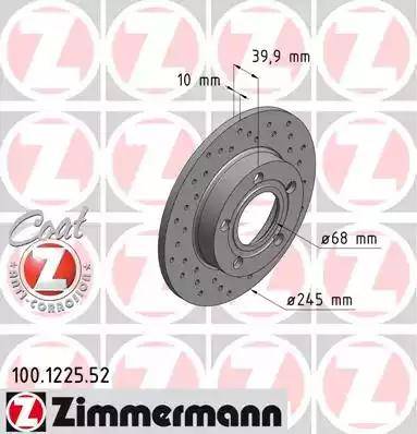 Zimmermann 100.1225.52 - Тормозной диск www.autospares.lv