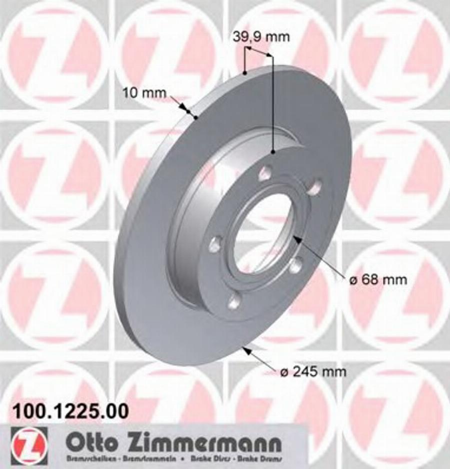 Zimmermann 100.1225.00 - Тормозной диск www.autospares.lv