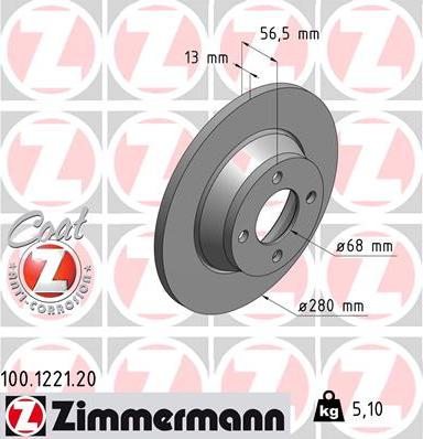 Zimmermann 100.1221.20 - Bremžu diski www.autospares.lv