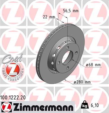 Zimmermann 100.1222.20 - Bremžu diski www.autospares.lv