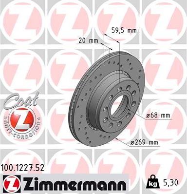 Zimmermann 100.1227.52 - Bremžu diski www.autospares.lv