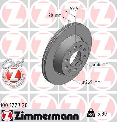 Zimmermann 100.1227.20 - Bremžu diski www.autospares.lv