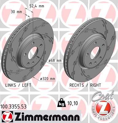 Zimmermann 100.3355.53 - Bremžu diski autospares.lv