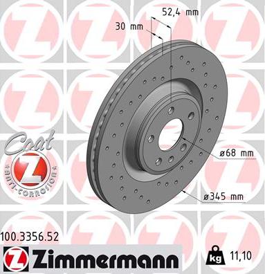 Zimmermann 100.3356.52 - Bremžu diski www.autospares.lv